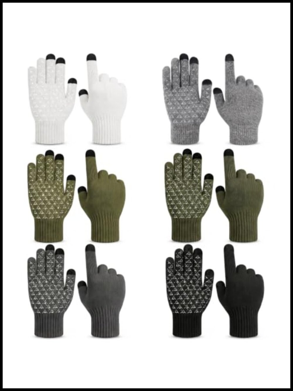 Knit Touchscreen Winter Gloves Anti Slip Silicone Gripper Dots